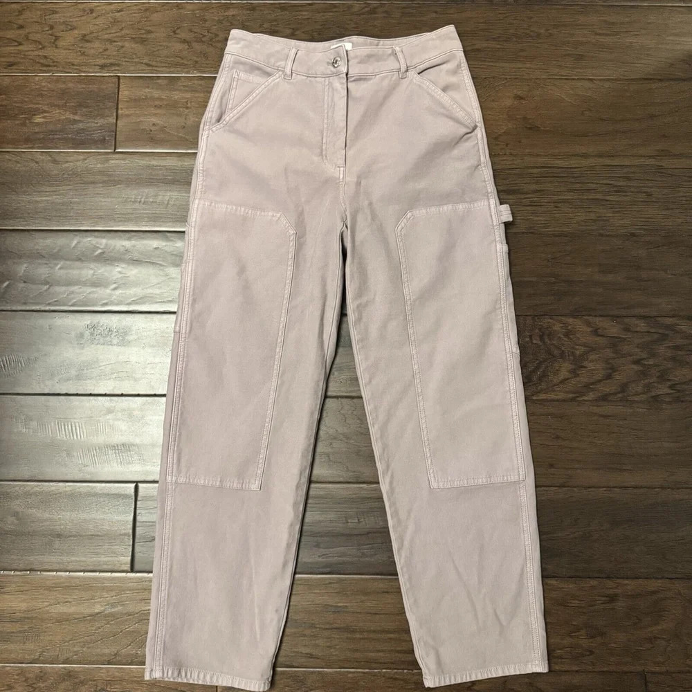 Aritzia Straight Leg Pants in Light Mauve